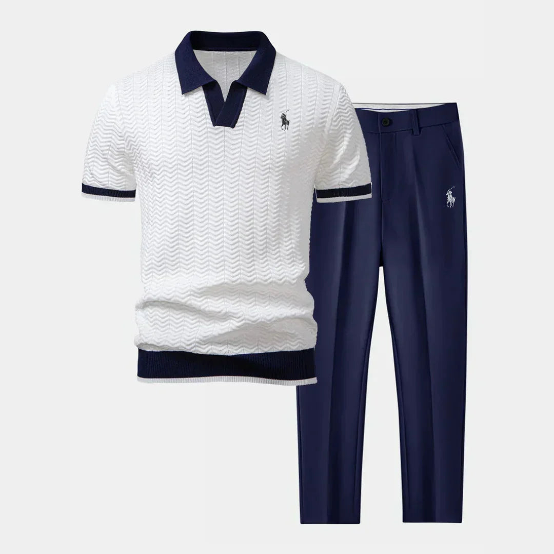 Palm Row | V-Neck Polo & Slim Fit Tapered Pants Set