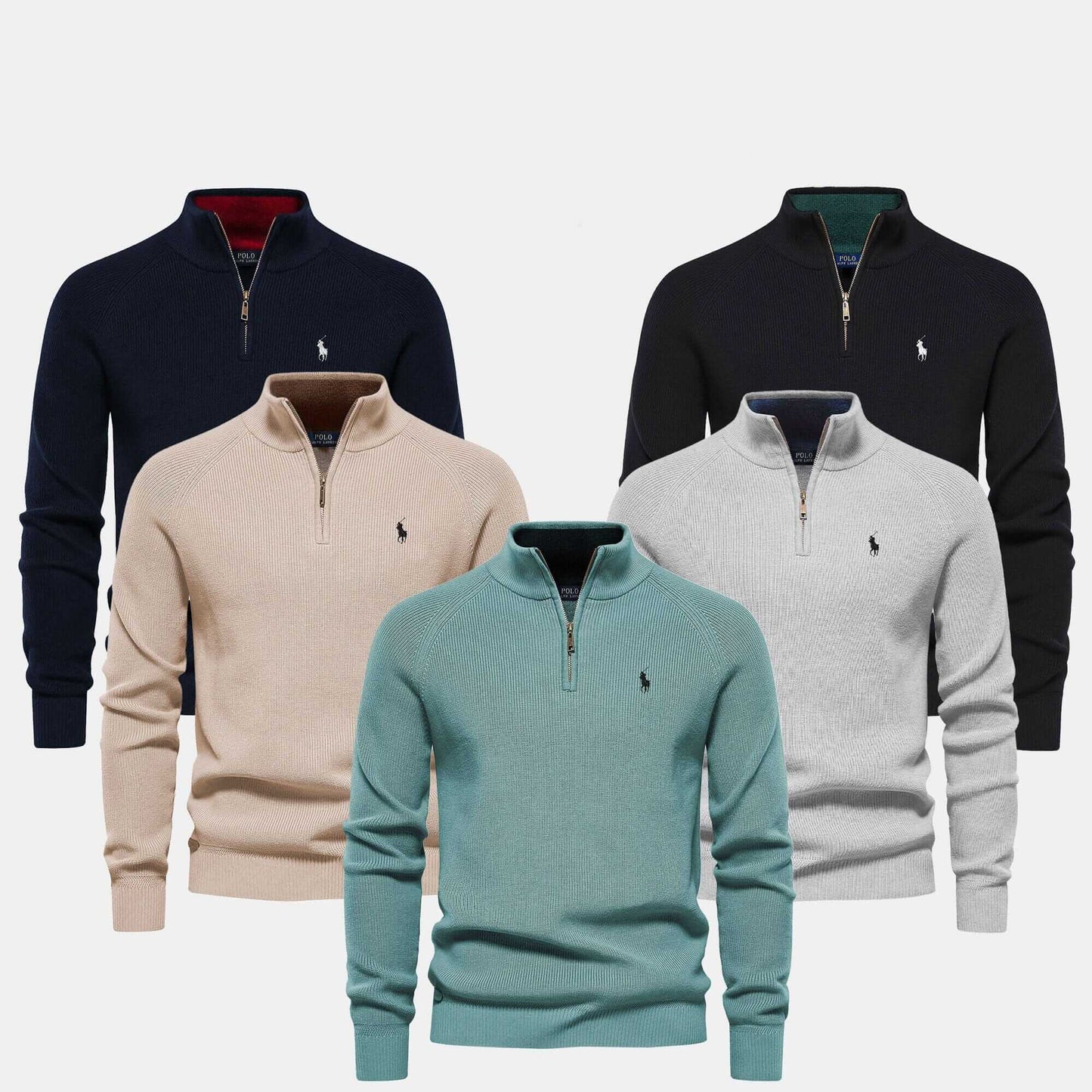 Palm Row | Refined Ribbed Zip Pullover