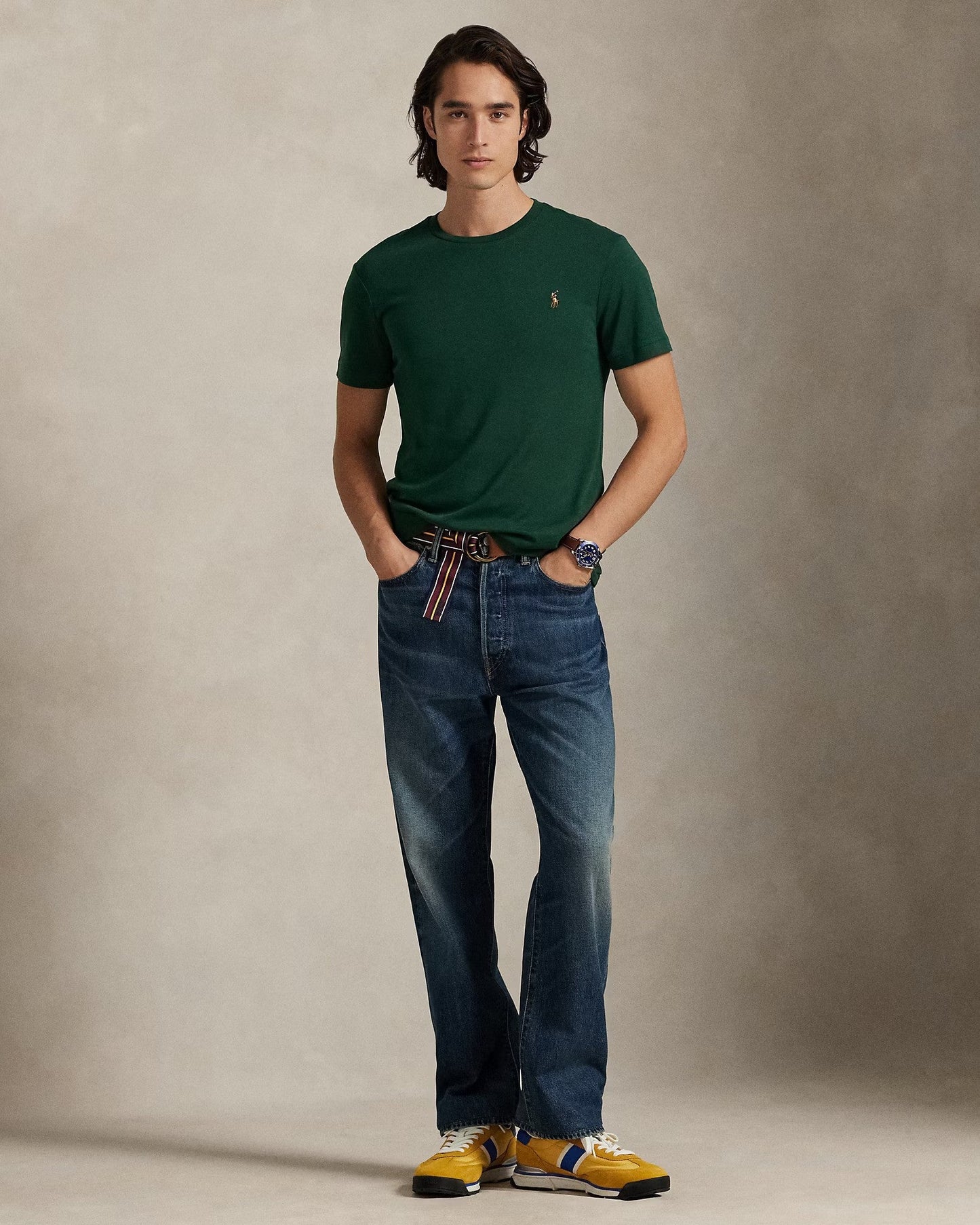 Slim fit jersey crew neck t-shirt - Vintage Pine