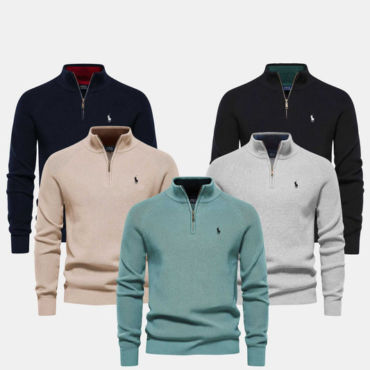 Palm Row | Refined Ribbed Zip Pullover
