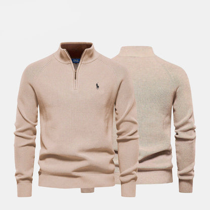 Palm Row | Refined Ribbed Zip Pullover