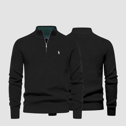Palm Row | Refined Ribbed Zip Pullover