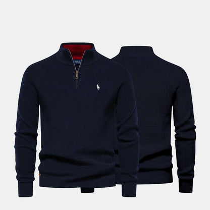 Palm Row | Refined Ribbed Zip Pullover