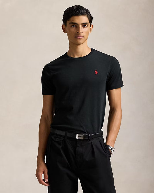 Slim fit jersey crew neck t-shirt  - Black
